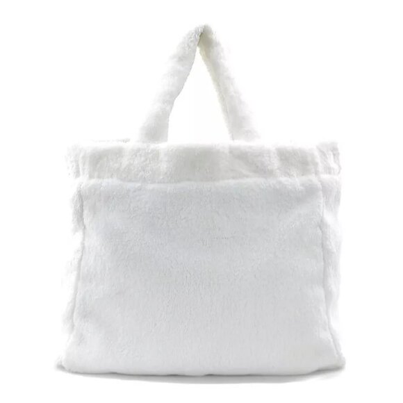 Auth PRADA TERRY Handbag Tote Bag White Pile/Silvertone - Picture 3 of 14